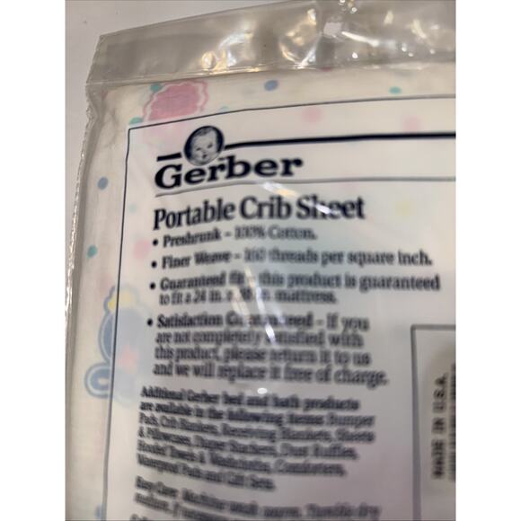 Vintage Gerber Portable Crib Sheet 100% Cotton Fits 24x38 In Mattress Soft Knit - Picture 7 of 8